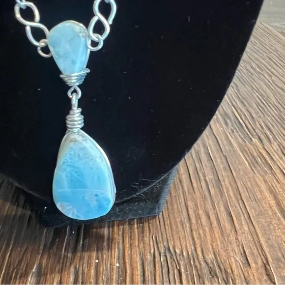 Rare Larimar Gemstone Necklace with matching bracelet - Picture 2 of 6